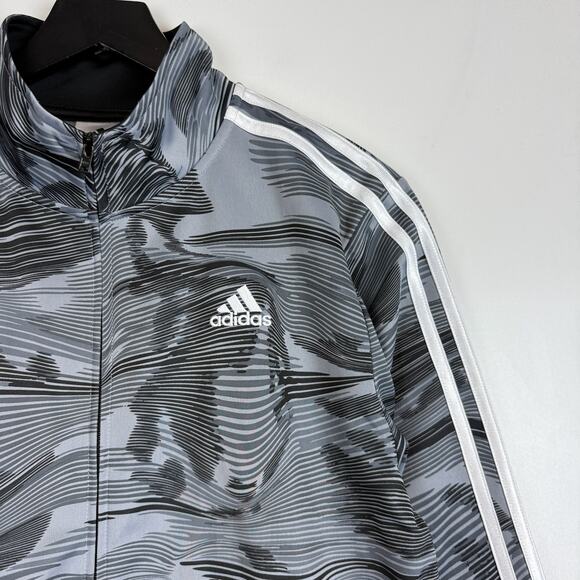 NWT Adidas Boys Camo Swirl Gray Black Full Zip Track Jacket - XL 18/20 - Picture 2 of 7